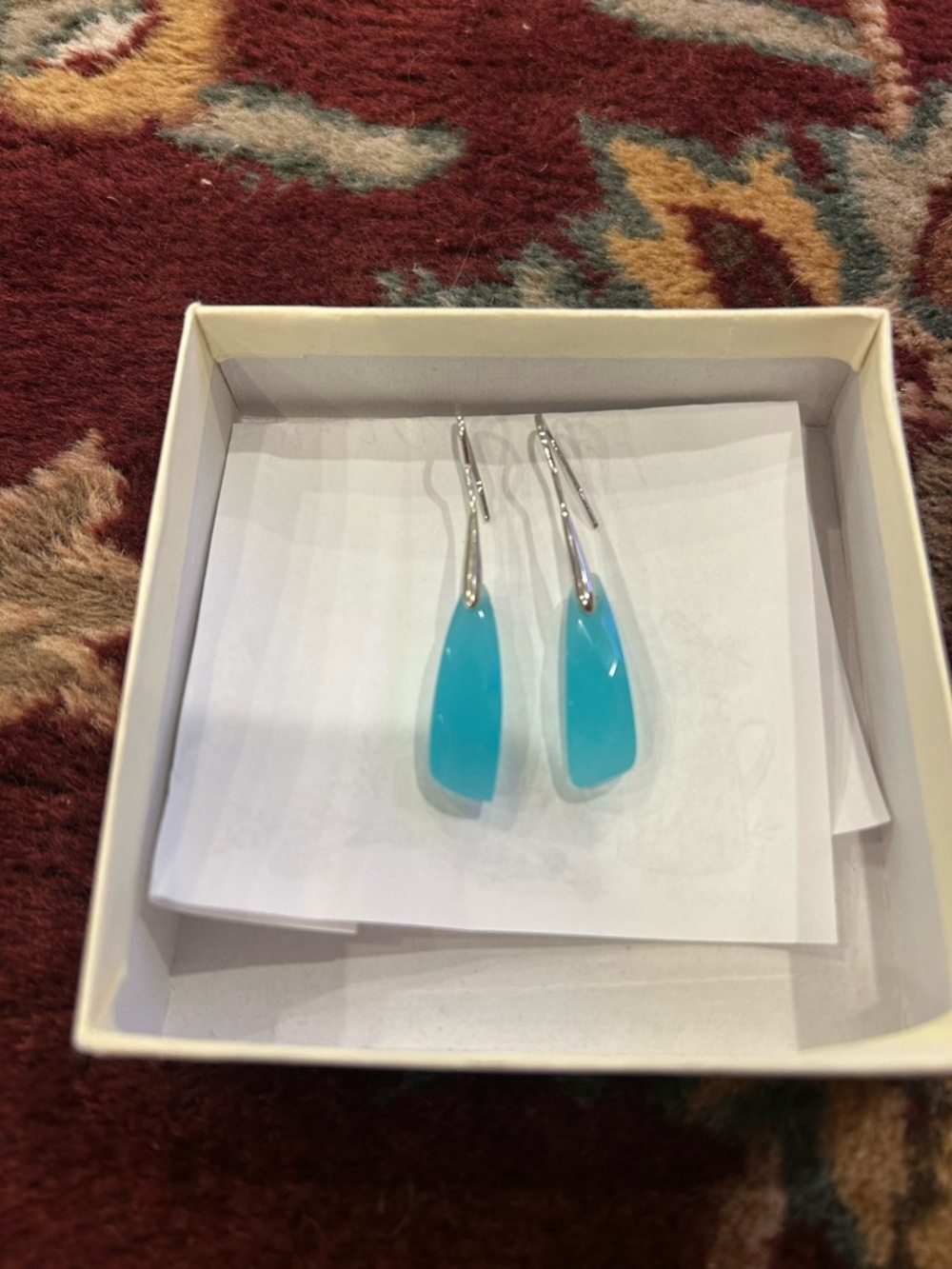 Long dangle aqua sky blue Elegant faceted sterling Drop Earrings chalcedony
